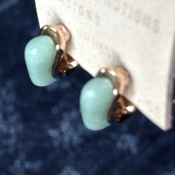 Anthropologie Mint Hoops with Ball Post Closure - Picture 2 of 3
